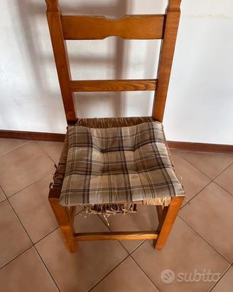 6 sedie legno massello e paglia