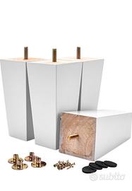 4 gambe per mobili in legno massello, 10 cm,