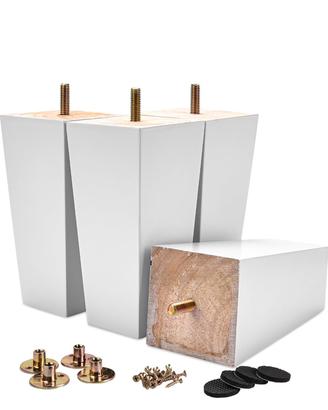4 gambe per mobili in legno massello, 10 cm,