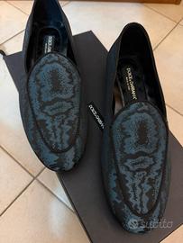 Dolce & Gabbana mocassini jacquard blu/nero tg41