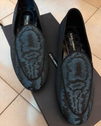 Dolce & Gabbana mocassini jacquard blu/nero tg41