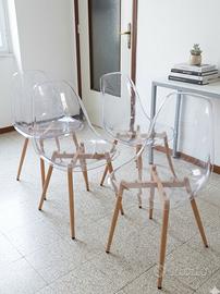 Set 4 Sedie di Design Trasparenti (Stile Eames / S