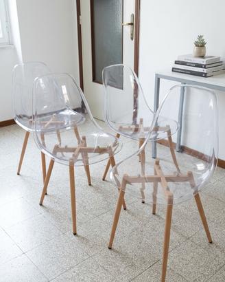 Set 4 Sedie di Design Trasparenti (Stile Eames / S