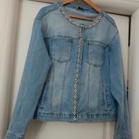 giubbino in jeans con perle e strass tg. 56