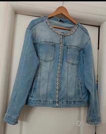 giubbino in jeans con perle e strass tg. 56