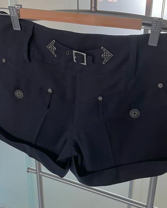 Shorts donna blu notte 90% lana tg 38 Pinko