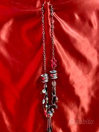 Collana vintage con pietre naturali e madreperla