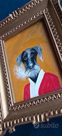 Quadro con cane dipinto a olio 