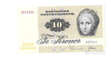 Banconota 10 Corone Danimarca 1972 (Ti Kroner)