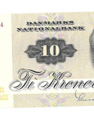 Banconota 10 Corone Danimarca 1972 (Ti Kroner)