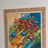 Quadro olio su tela firmato con cornice in legno