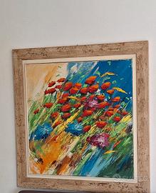 Quadro olio su tela firmato con cornice in legno