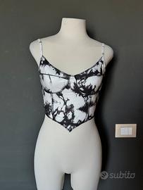 Top corsetto bustier bianco e nero