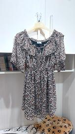 Abito corto floreale con rouches