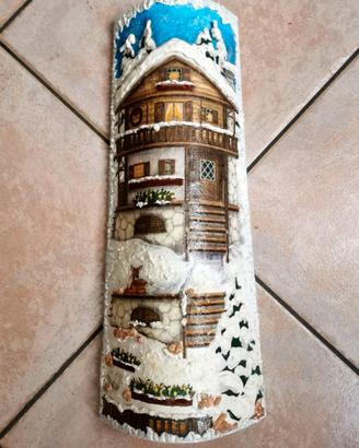 Tegola Decoupage Natalizia Chalet Pezzo unico
