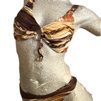 Costume bikini fantasia dorata beige nuovo