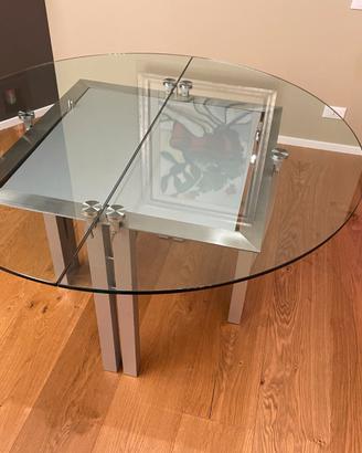 Tavolo Cristallo tondo allungabile di design