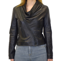 Giacca Donna Chiodo Vera Pelle Nero Avvitato Biker