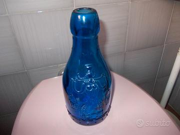Vecchia bottiglia latte vetro BLU - VINTAGE