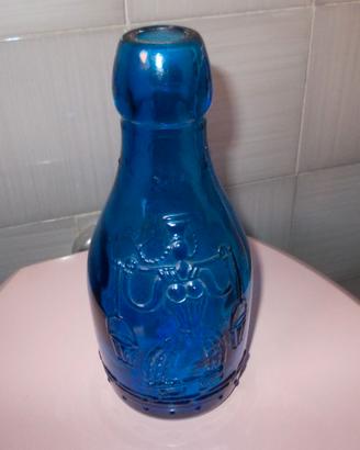 Vecchia bottiglia latte vetro BLU - VINTAGE