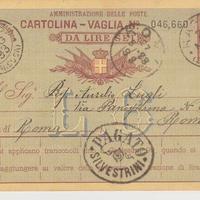 cartolina vaglia regno  lire 6 AURELIO LUGLI leggi