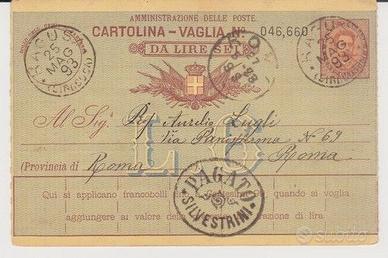 cartolina vaglia regno  lire 6 AURELIO LUGLI leggi