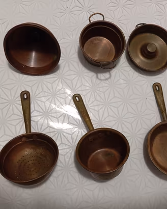 Set miniatura utensili da cucina in rame 