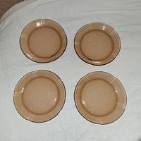 4 piatti piani in vetro marroncino "Duralex" 