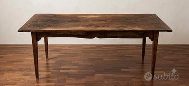Tavolo antico in legno massello con cassetti