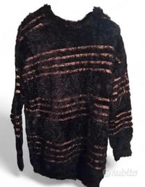 maglione nero con righe oro