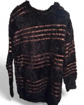 maglione nero con righe oro