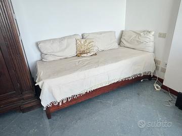 Letto singolo con materasso e vimini