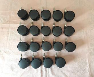 SET 19 ruote doppie nylon mm. 50 girevoli M 8 x 15