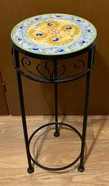 Portavasi ferro battuto ceramica artistica cm.76