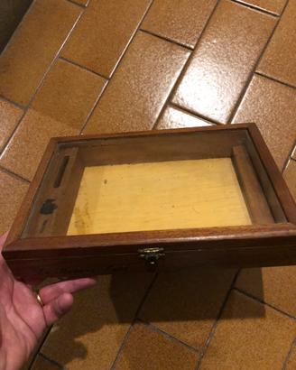 Scatola in legno cubana con vetro