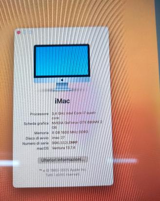 APPLE IMAC 27 LATE 2013 I7 8GB DISPLAY DIFETTOSO