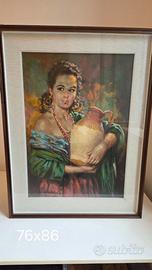 Quadro Dipinto ad olio giovane donna con un'anfora
