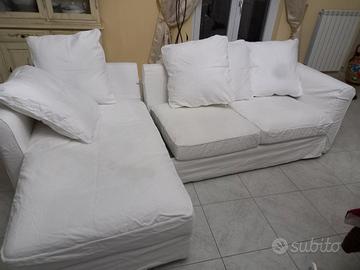 divano con penisola bianco+copridivano sostitutivo