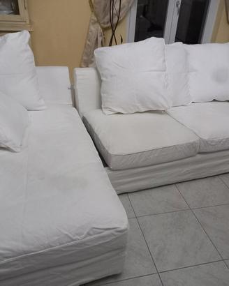 divano con penisola bianco+copridivano sostitutivo