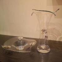 Vaso e centrotavola cristallo e argento