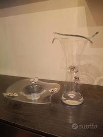 Vaso e centrotavola cristallo e argento