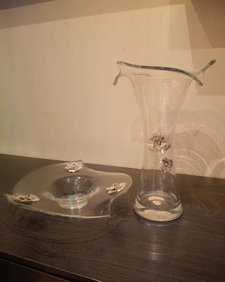 Vaso e centrotavola cristallo e argento