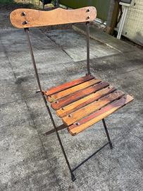 Sedia pieghevole in legno e ferro - stile vintage