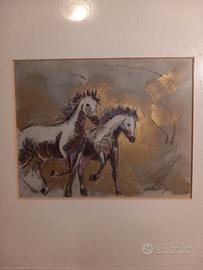 Germano Alberti Quadro 1990 Cavalli al galoppo