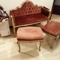 Set divano più pouf in barocco francese