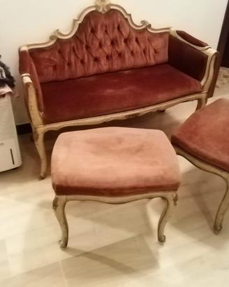 Set divano più pouf in barocco francese