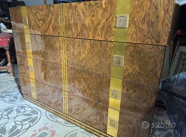 Comò DESIGN ANNI 70 Firmato - Radica e Ottone