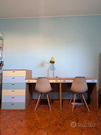 Set 2 scrivanie + cassettiera colorata 