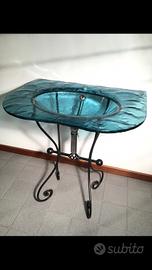 Lavabo in vetro azzurro
