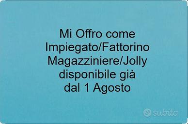 Jolly:Impiegato/tecnico/fattorino/remote working